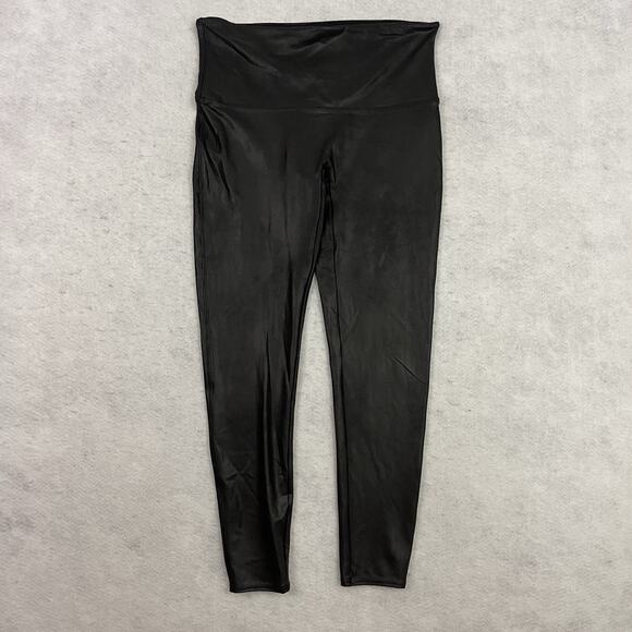 Spanx Leggings Womens 1X Plus Black Faux Leather Pants Hi Waist Skinny Shapewear - Picture 4 of 13
